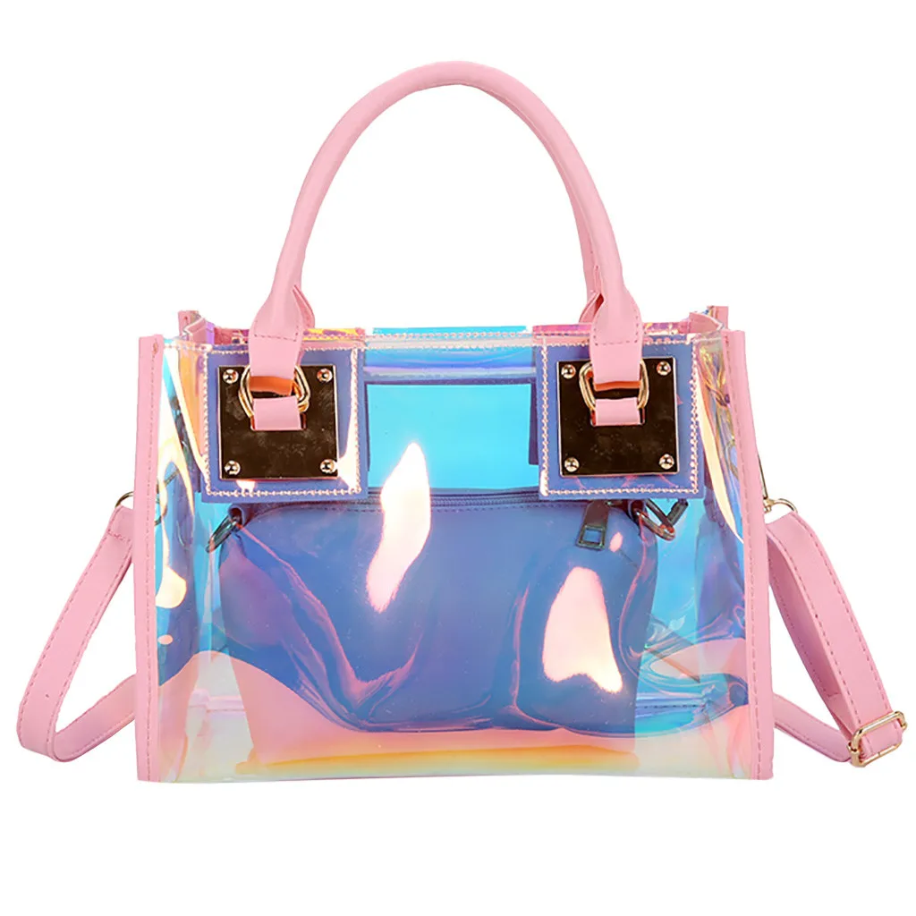 

Women Transparent Bag New Multi-Function Color Handbag Messenger Shoulder Bag Laser Large capacity handbags les sacs des G