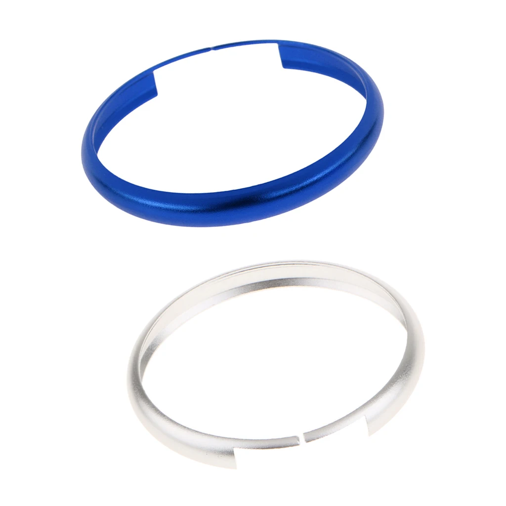 2Pieces Smart Key Case Remote Fob Ring Cover For BMW Mini Cooper Silver+Blue High quality aluminum deco-trim for Car Key