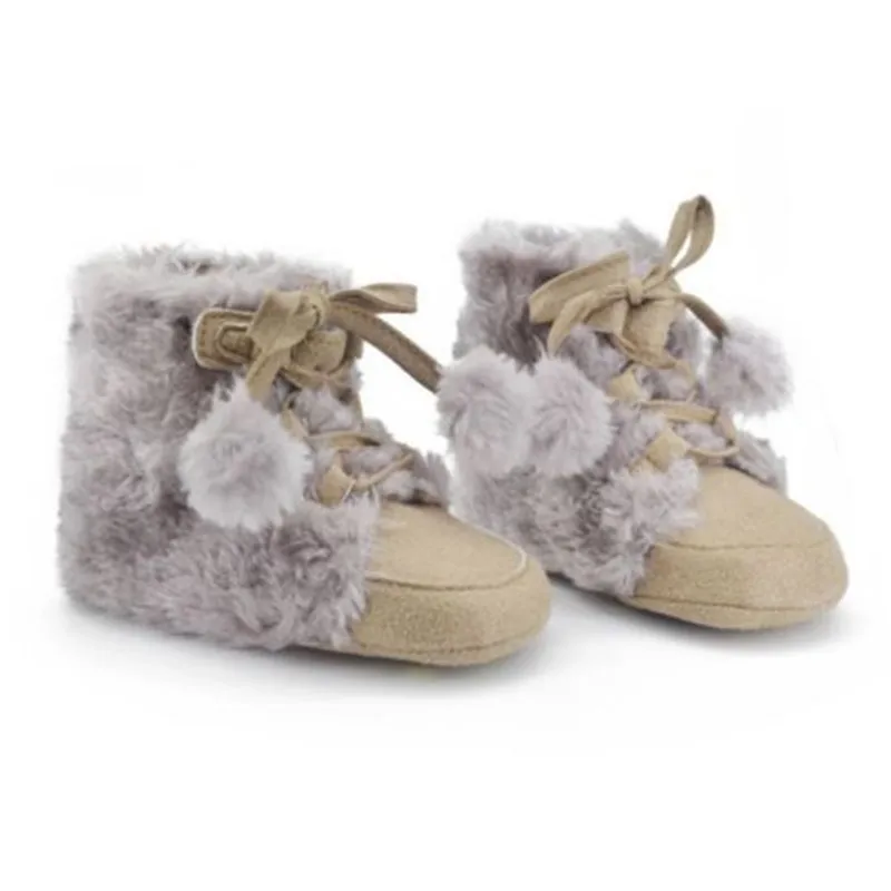 Зимние Дети маленьких Снегоступы из искусственной замши Теплые мягкие Обувь для младенцев флис Сапоги и ботинки для девочек 0-18 м