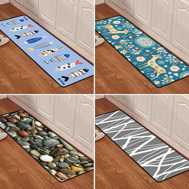 

Mat for Kitchen Floor Long Door Mat Cartoon Carpet in the Hallway Non-Slip Bedroom Bedside Mats Bathroom Water Absorption Rugs