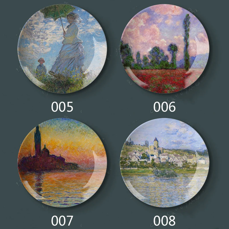 8" Oscar-Claude Monet Painting Wall Hangings Plates Ceramic Home Decorative Dish Decoration Plates 2