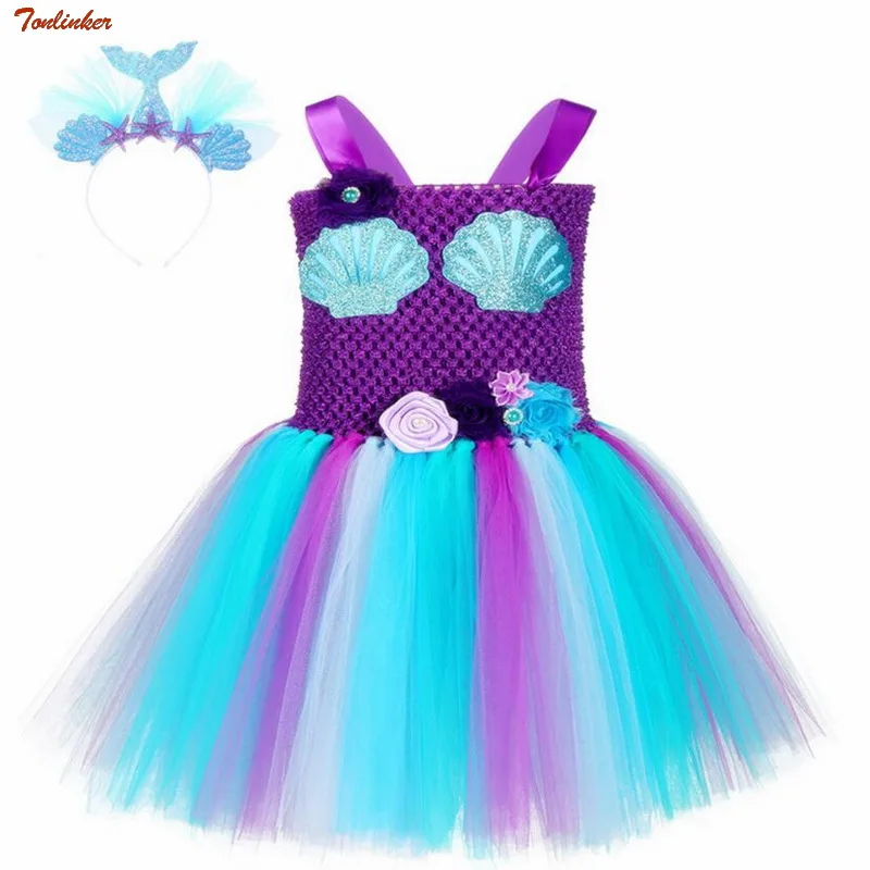 Unicorn Colorful Flower Girl Dress with Headband Birthday Wedding Bridesmaid Set