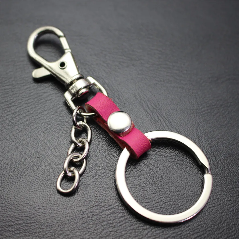 

10 Colors Leather KeyChain Alloy Chai Keyings Car Key Holder Bag Hang Dog Clips Keyring Practical Gift