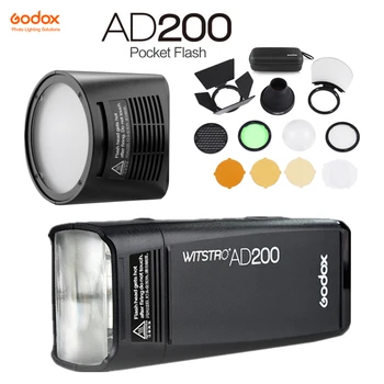 

GODOX AD200 TTL 2.4G HSS 1/8000s Pocket Flash Light Double Head 200Ws with 2900mAh Lithium Battery Flashlight Flash H200R AK-R1
