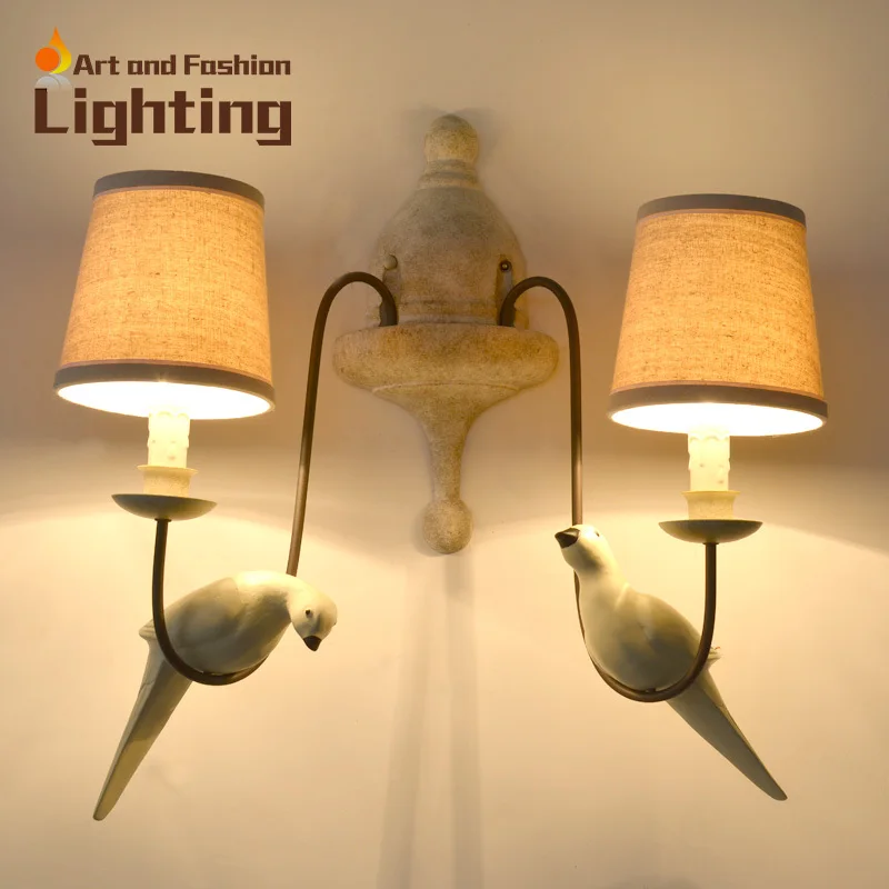 Decorative Carved Bird Design Wall Lamp Double Lights ...