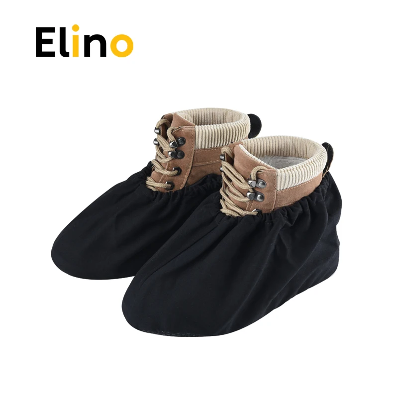 Elino 1 пара многоразовые бытовые бахилы для мужчин и женщин Толстый водонепроницаемый эластичный Крытый пылезащитный чехол для обуви черный