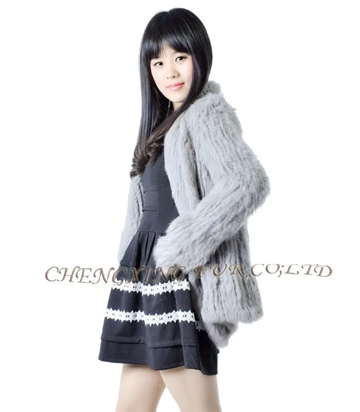 CX-G-A-93A ручной вязки из натурального кроличьего меха вязаное пальто для женщин