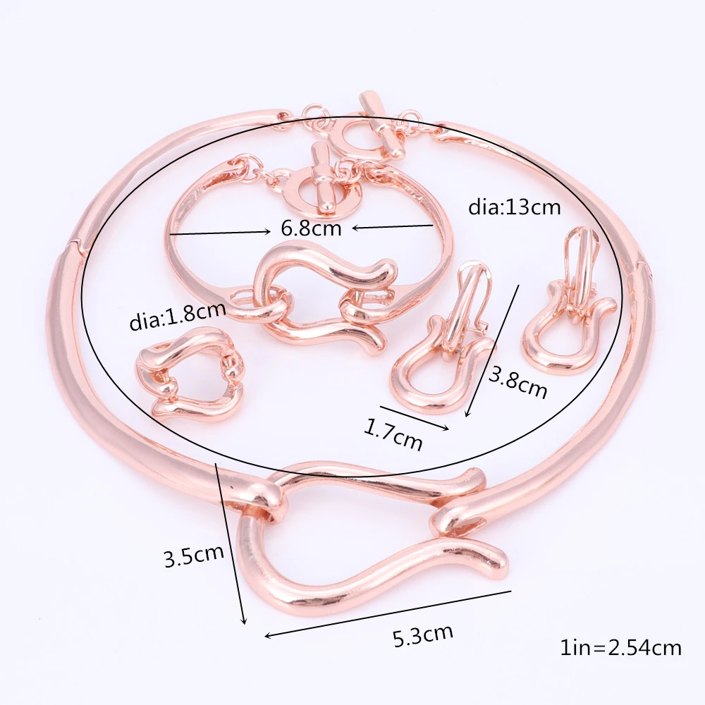 Женские африканские Ювелирные наборы из розового золота, модные свадебные элегантные романтические свадебные ожерелья, серьги, браслеты, кольца, ювелирные наборы