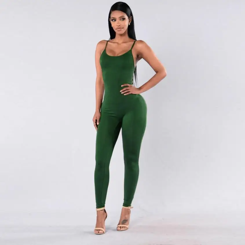 

Bodysuit new high quality Casual Sleeveless Bodycon Romper Jumpsuit Club Long Pants solid Bodysuits women july11