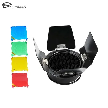 

New Godox BD-03 96mm Barn Door With Honeycomb Grid and 4 Color filter Kits for Studio Flash For Smart K-150A 300SDI 250SDI