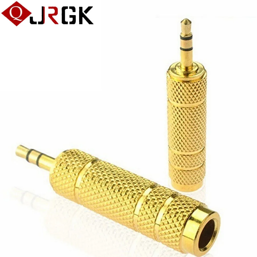 

2 PCS/Lot 3.5mm Male to 6.5 mm Female Adapter 3.5 plug to 6.5 Jack Stereo Audio Adaptor For Microphone Headphone AUX Cable Gold