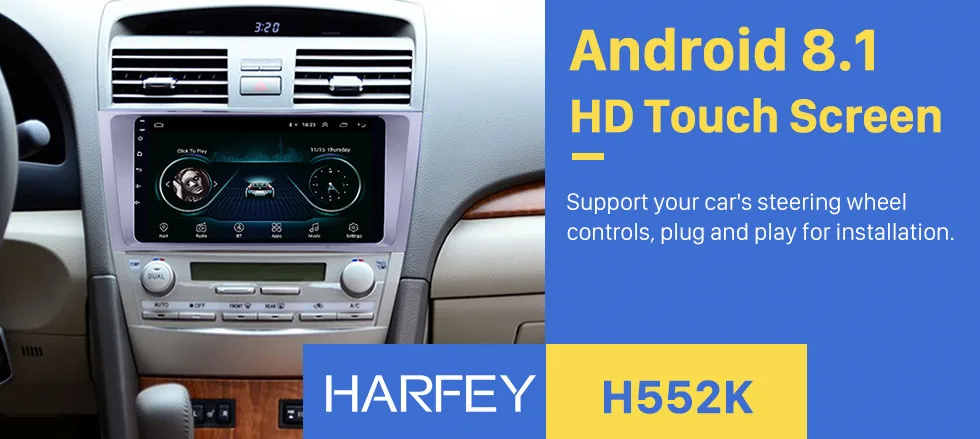 Perfect Harfey 9" HD touchscreen for TOYOTA CAMRY 2007 2008 2009 2010 2011 Radio Android 8.1 GPS Car Stereo with Bluetooth WiFi 3G 0