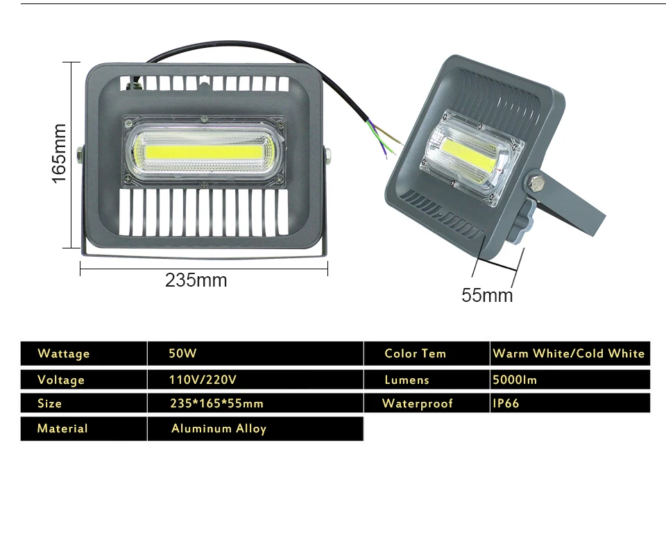 holofote de led com 110v, 220v, ip66,