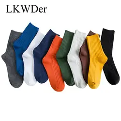 LKWDer 3 пар/лот мужские носки все сезоны двойные иглы длинные носки без пятки Хлопок дезодорант бизнес модные хлопковые носки мужские Meias