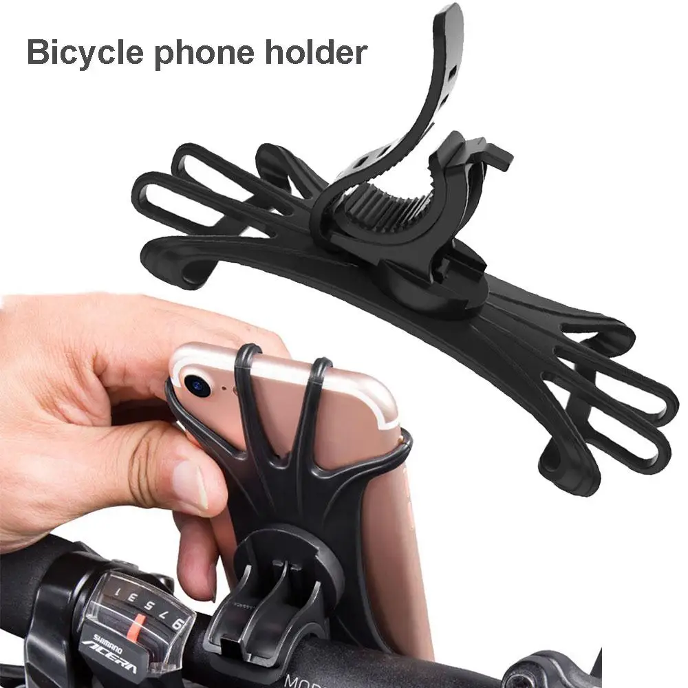 Cheap Bicycle Phone Holder Navigation Bracket Silicone Black Outdoor Product Bike Part Movement Bicycle Handbar Clip Mountain Bike 1