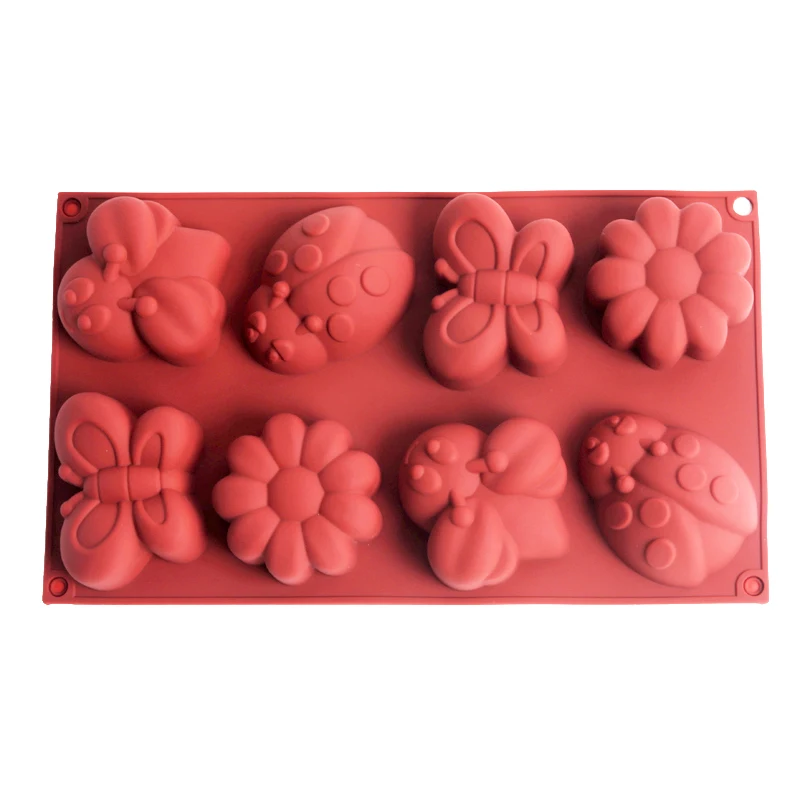 Силиконовая форма для мыла в форме насекомых, 8 полости, ручная работа, форма для конфет и шоколада, инструменты для украшения торта