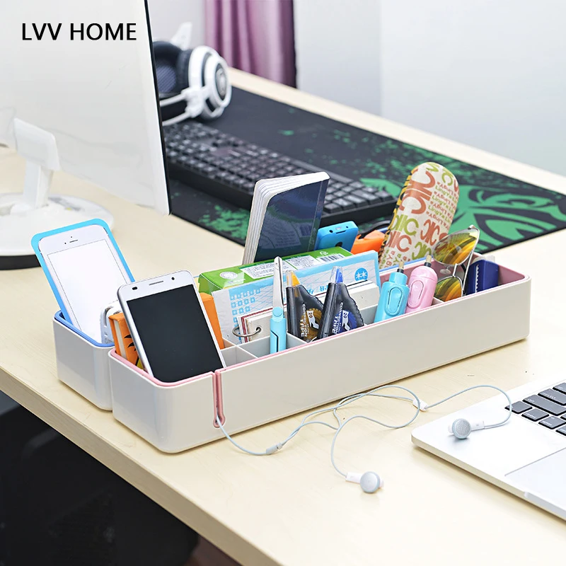 LVV المنزل مكتب صندوق تخزين مكتبي/مستطيلة متعددة شبكة طالب مكاتب منظمة أشتات التشطيب تراثية المنزل