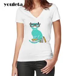 2018 т рубашка Для женщин любителей футболка летние шорты рукавом v-образным вырезом хлопковые топы Тройники Белый плюс Размеры S-XXL Модная