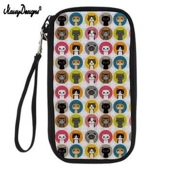 

3D New Fashion Cute Cat Print Passport Card Bag Men And Women Travel Necessity Card ID Holders Long Function Passport Card Bag