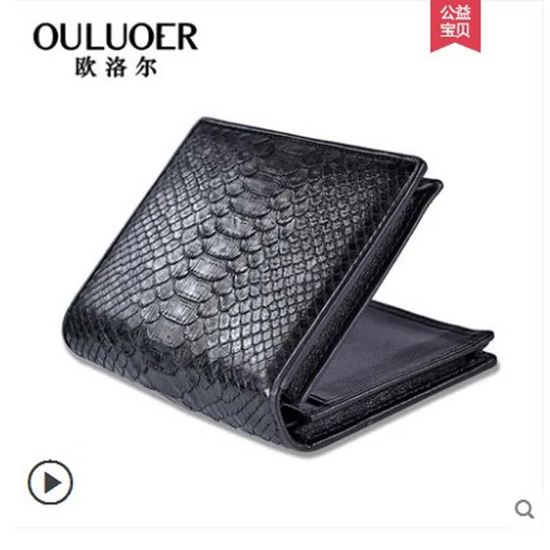 

ouluoer Import python skin wallet men short style ticket clip leisure wallet genuine leather large capacity crossstyle wallet