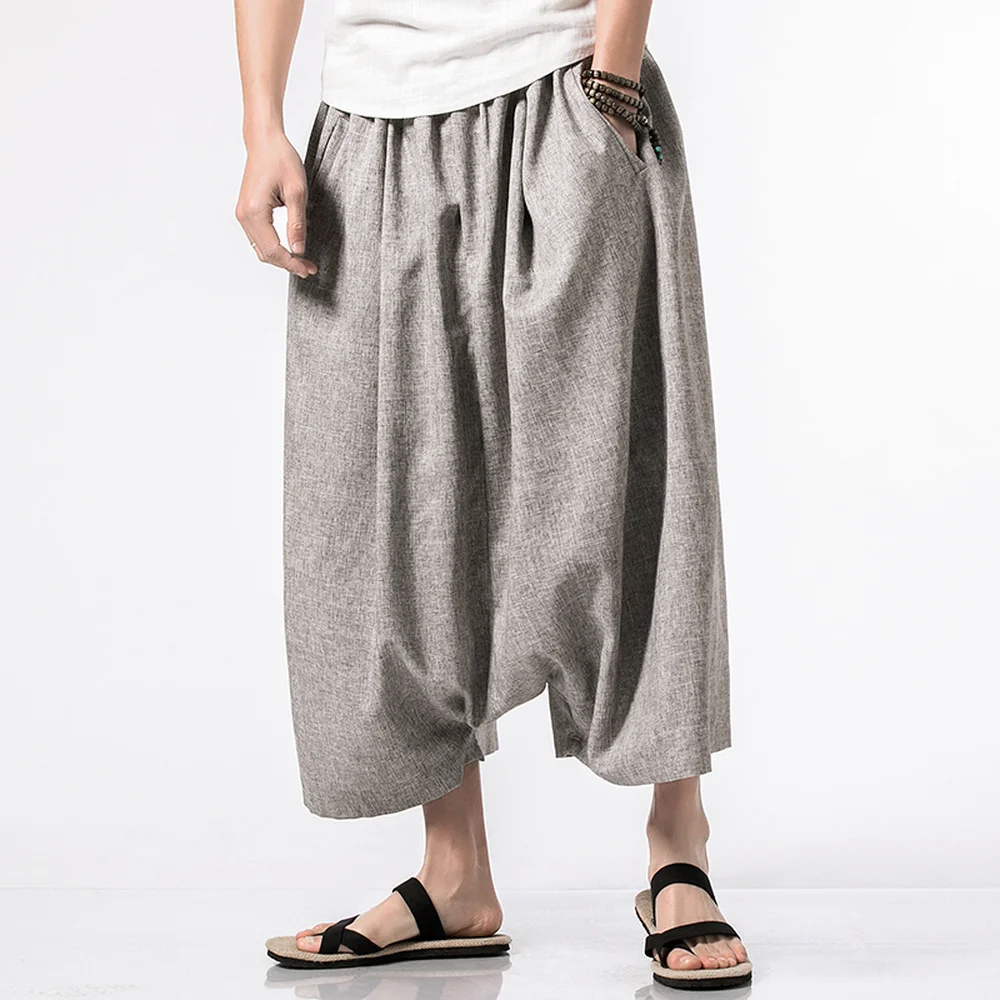 Japanese Summer men large size loose casual wide leg pants hair stylist ...
