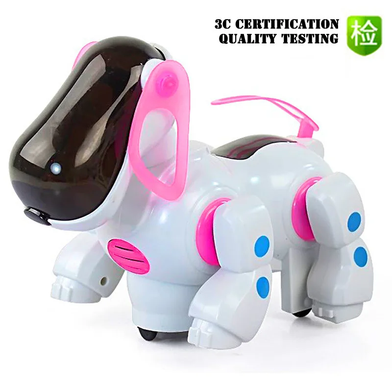 Удивительный робот собака прекрасная музыка блеск интеллектуальный электронный робот ходячая Собака Щенок экшн-игрушка домашнее животное дети ребенок с музыкальным светильник - Цвет: Розовый