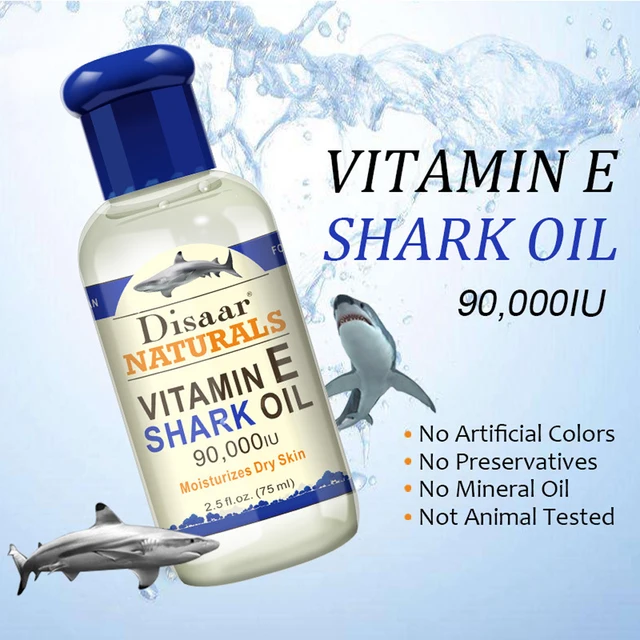 Disaar Naturals Vitamin E Shark Oil 90,000 IU Moisturizes Dry Skin