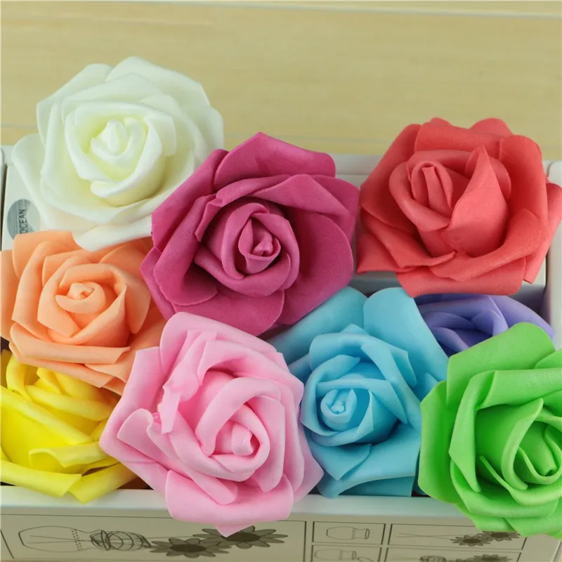 

18 colors Diameter 6cm DIY Artificial Foam Roses PE Foam Rose Flower Head For Wedding Home Heads Scrapbooking PE Flower 100pcs