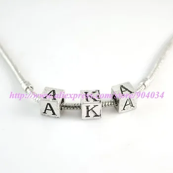 

8MM Antique silver plated greek letter square shape metal bead AKA Sorority greek block bead aka metal bead 3set 1 lot