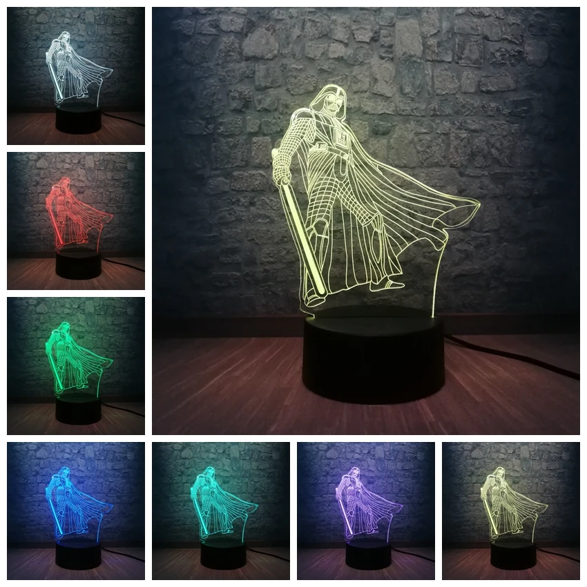 Горячая Распродажа Звездные войны фигурка йода и черный рыцарь 3D светодиодный