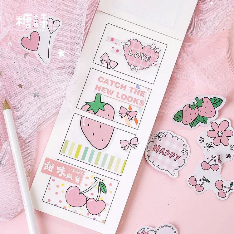 Album Adhesive Scrapbooking Paper Sticker Cute Strawberry Diary Label Stickers Album Adhesive Scrapbooking Paper Sticker Cute Strawberry Diary Label Stickers
