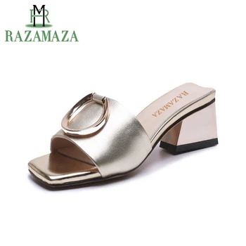 

ZALAVOR Women High Heel Sandaals Thick Heel Shine Women Summer Shoes Elegant Mature Shoes Dress Party Footwear Size 33-40