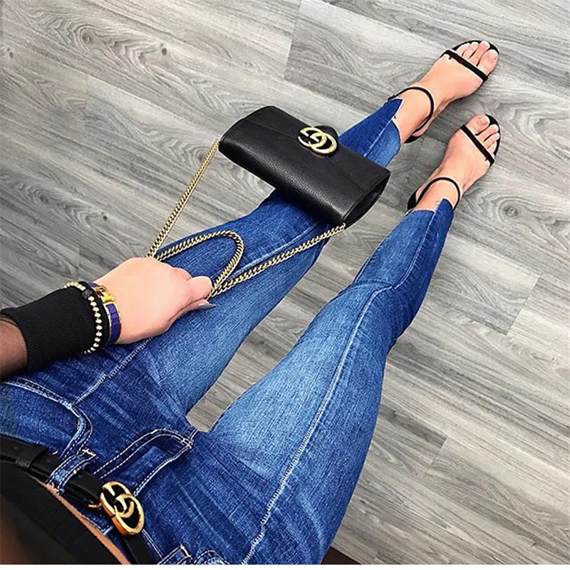 

2018 Eyes Plus Size Vintage Casual Jeans Woman Fashion Elasticity Boyfriend High Waist Blue Jeans