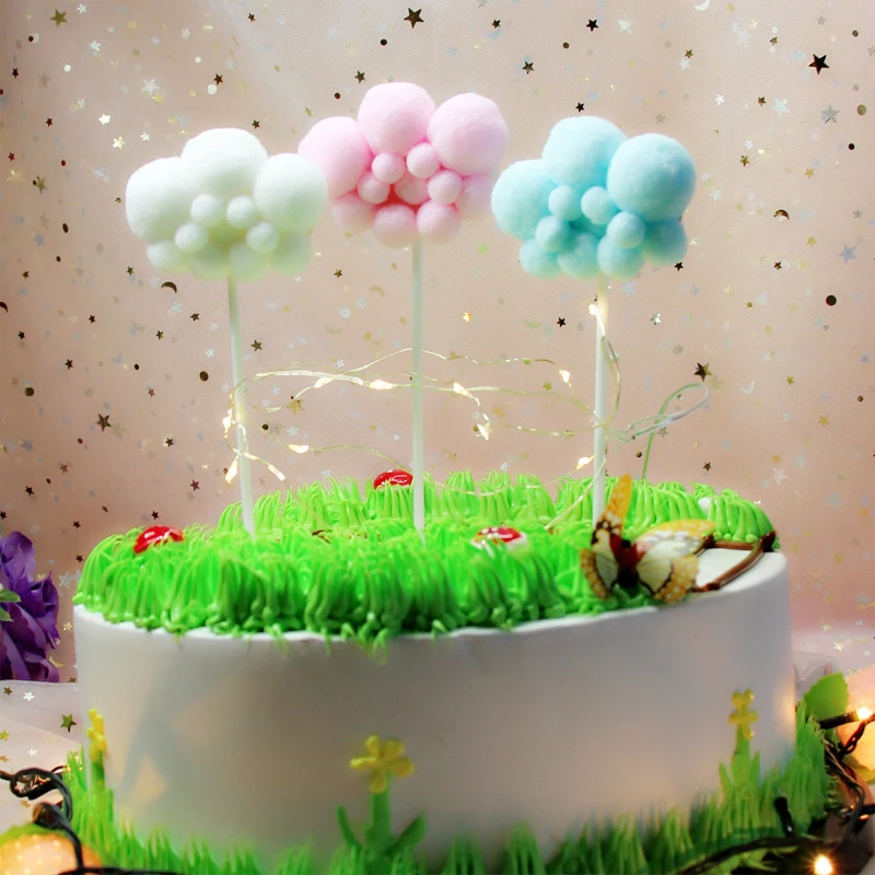 5pcs DIY Soft Cartoon Cloud Cake Decor Ice-cream Cupcake Toppers Picks Kids Birthday Party Wedding Dessert Supply | Дом и сад