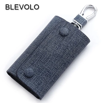 

BLEVOLO Brand Designer Key Holder Wallet Genuine Leather Men Keys Bag Fashion Hasp Car Key Housekeeper Wallet Male Keychain Case