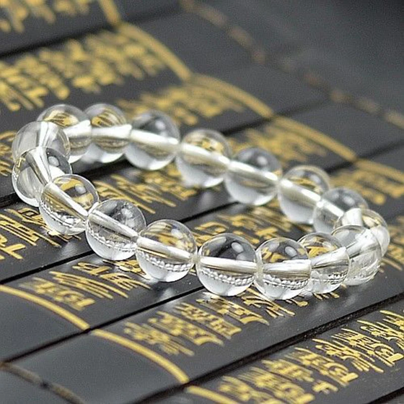 MOROW Hot Natural Ice White Crystal Round Beads Stone Bracelet Womens Fashion Charm Elastic Bracelets Jewelry for Pulseira Gift (13)