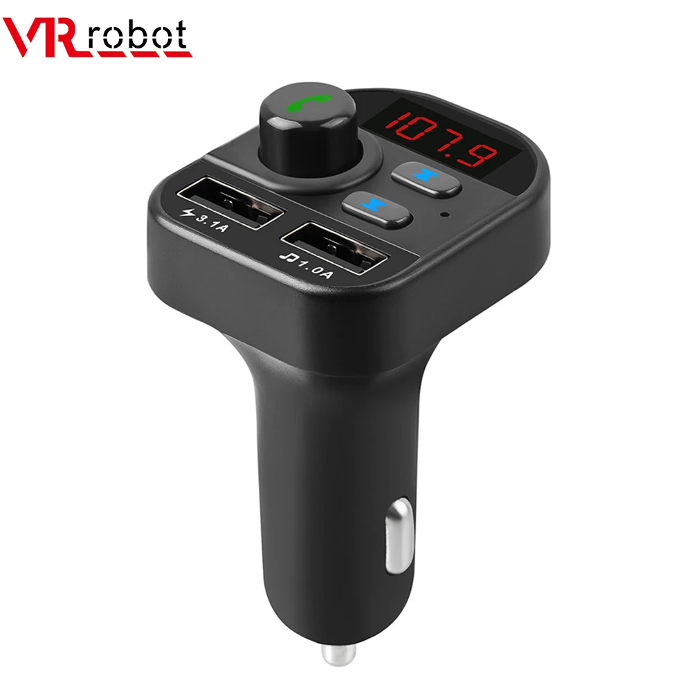

VR robot Bluetooth Car MP3 Player Wireless FM Transmitter TF/U Disk Car Audio Receiver Adapter with 5V 3.1A Fast USB Charger