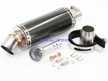 

PHULEOVEO Length 315mm Inlet 51mm Universal Stainless Steel Carbon Fiber Motorcycle Exhaust Tailpipe Muffler Pipe with DB Killer