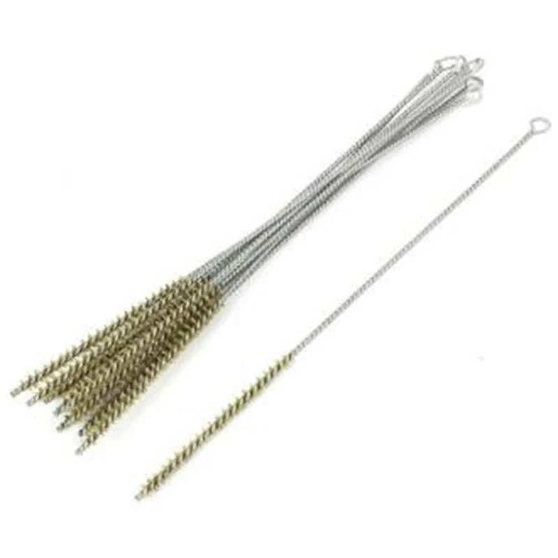 

10 Pcs 6 Mm Diameter Brass Wire Tube Brush Cleaning Tool 30Cm Length Silver Tool