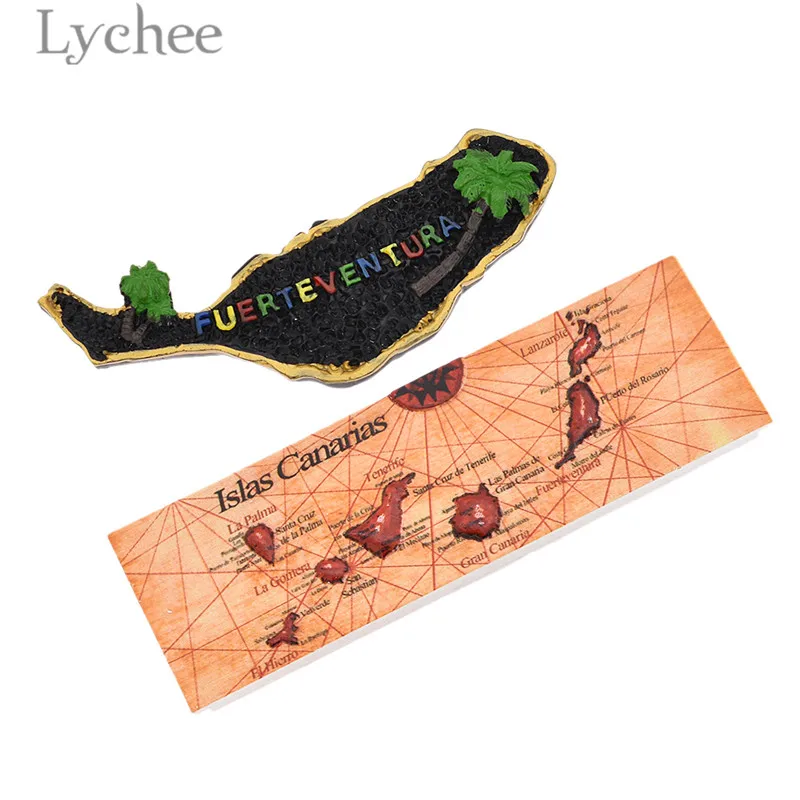 Lychee 3D испанская карта Feerteventura смола магнит на холодильник креативный магнитный