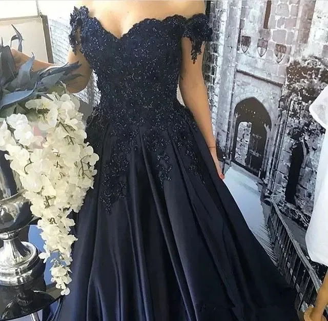 Billige Robe de bal longue Navy Blau Prom kleid Lange 2019 Nach maß Plus größe Satin Prom kleider Abend Party Kleider
