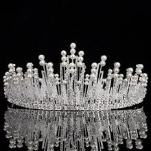 Grande De Plata De Época Nupcial Tiaras Coronas Diadema Crystal Rhinestone Pelo de La Novia Accesorios de La Boda de La Perla de La Corona Del Desfile 2017