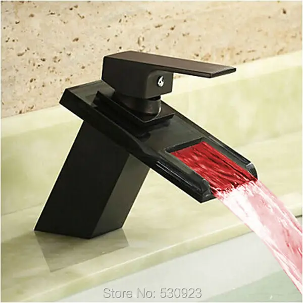 

New US Free Shipping Retro Style Oil Rubbed Bronze Bathroom LED Color Changing Basin Faucet Mixer Tap Single Handle Deck Mount