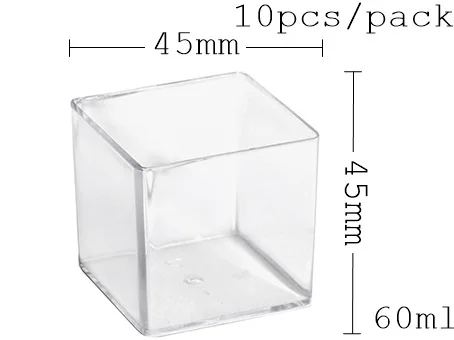 Продвижение-для мероприятий, вечеринок, свадьбы поставщиков фестиваля, одноразовая пластиковая посуда, 44*44 мм/60 мл мини квадратная чашка для десертов, 10/упаковка - Цвет: Transparent