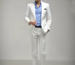 Мужской костюм в западном стиле мужские свадебные костюмы Regular Skinny business Suit Smart casual однобортный белый блейзер