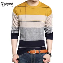 Fojaganto модный мужской свитер, Осенние Новые свитера, мужские повседневные Полосатые свитера, Мужской пуловер с длинным рукавом