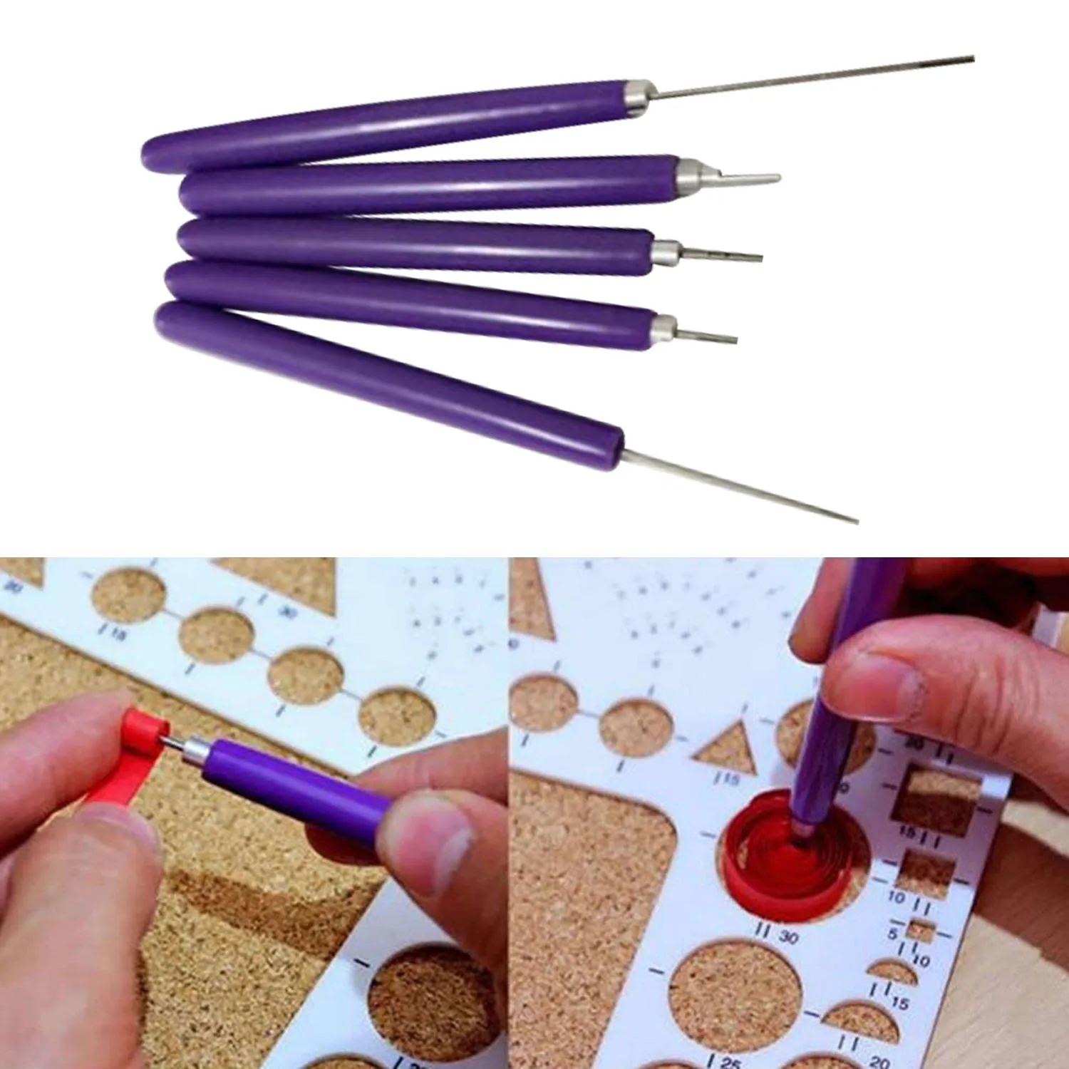 5pcs Different Size Origami Paper Quilling Slotted Tools Kit for
