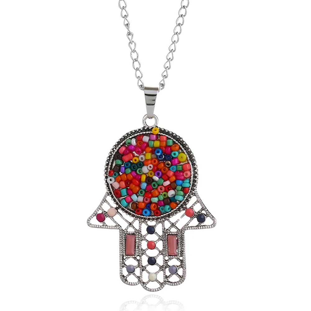 1 шт. Bohemia рука Фатимы Чокеры Красочные рук кулон Для женщин мужчин Jewelry Винтаж