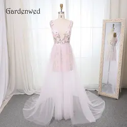 Gardenwed кольцо волшебный цветок вечернее платье длиной 2019 V шеи Кружева Одежда с вышивкой de soiree вечернее платье