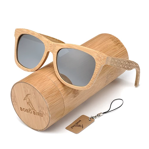 BOBO BIRD Okulary Bamboo солнцезащитные очки для женщин с серебряными поляризованными линзами для мужчин очки узор выгравированы - Цвет линз: box4